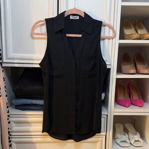 Express Black Sleeveless Button-Down Blouse